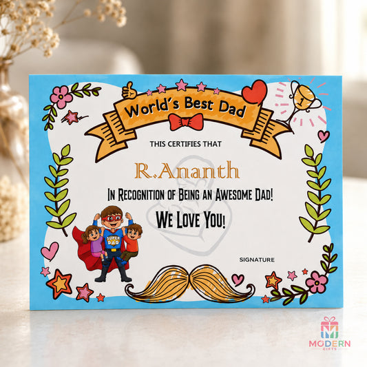 Personalized custom gift certificate with name and heartfelt message