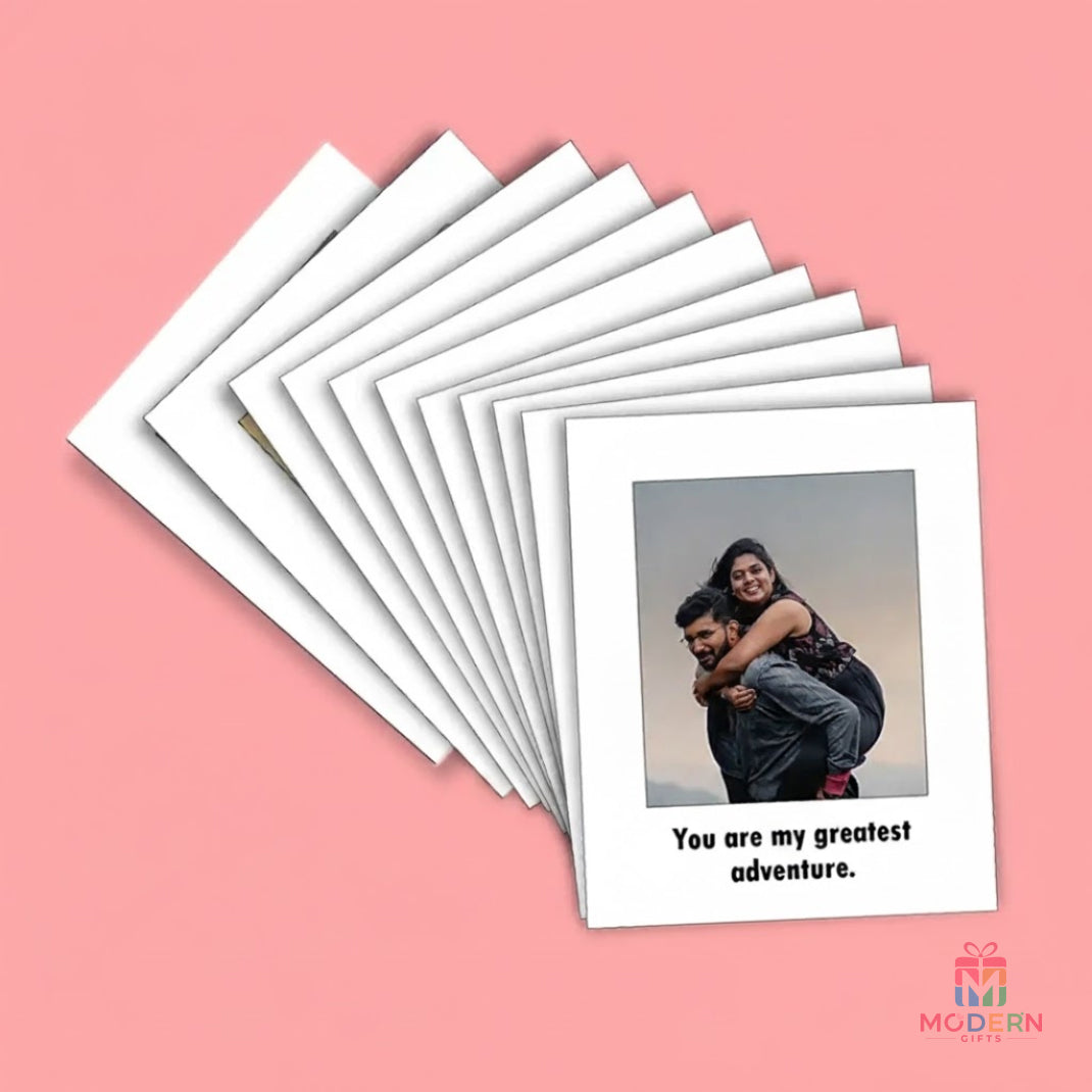 Personalized mini photo prints with couple picture and romantic message, custom photo gift