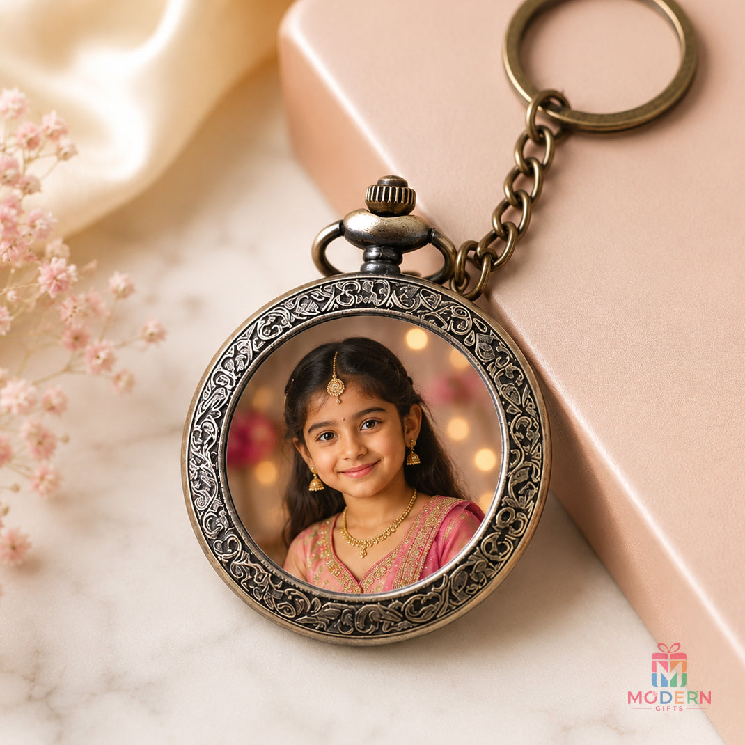 Photo Customized Clock Keychain