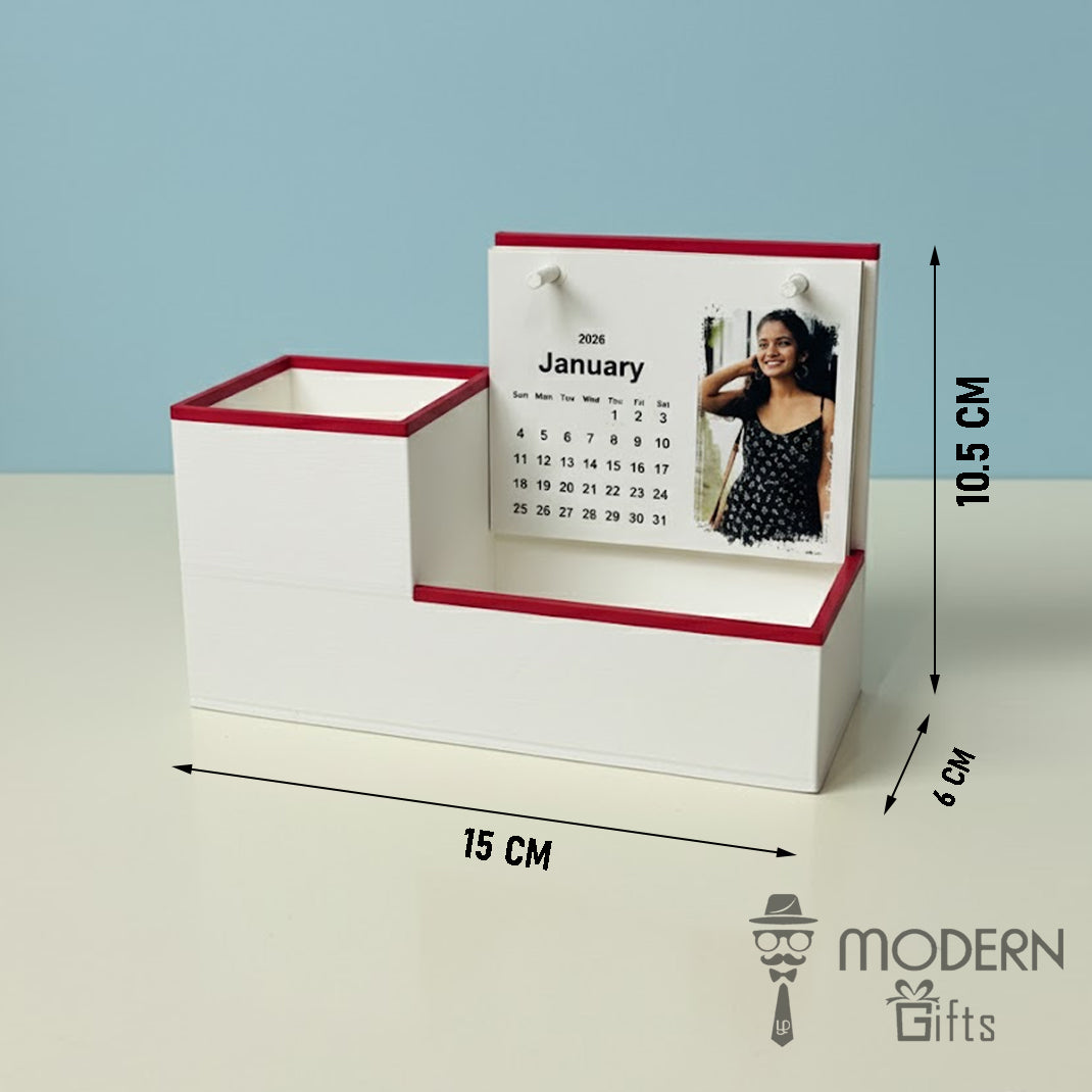 Personalized Desk Calendar with Pen Holder