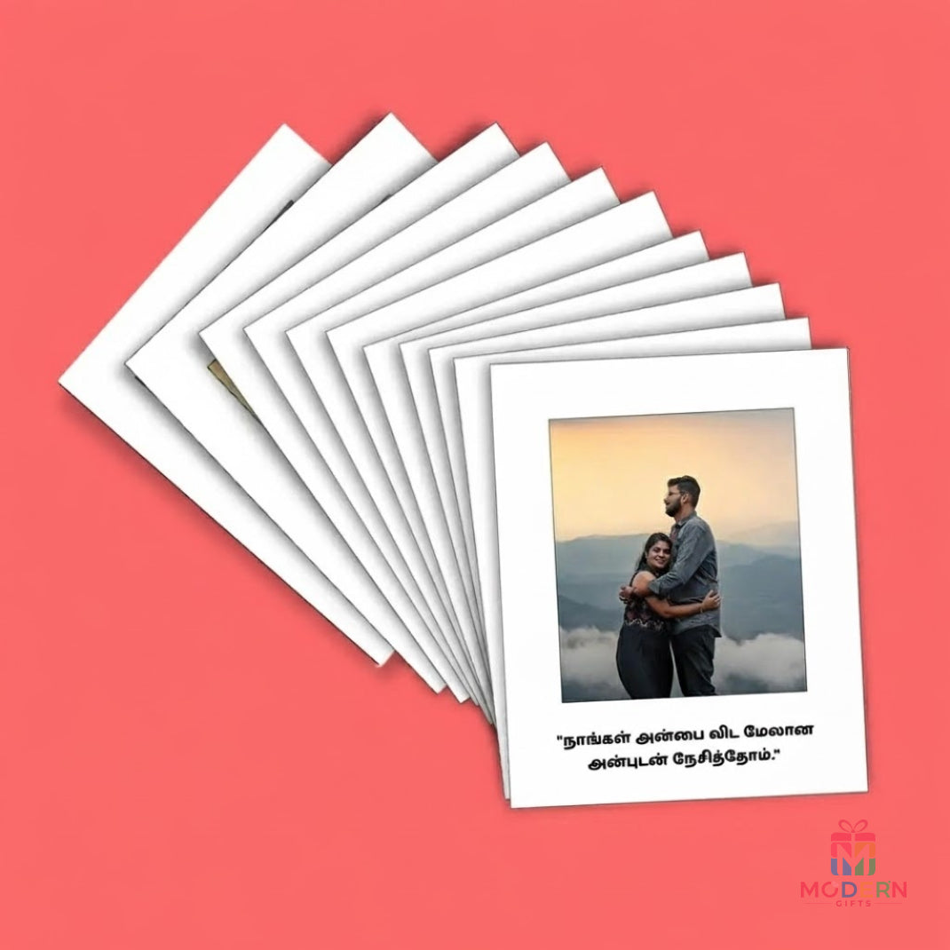 Personalized mini photo prints with couple picture and romantic message, custom photo gift